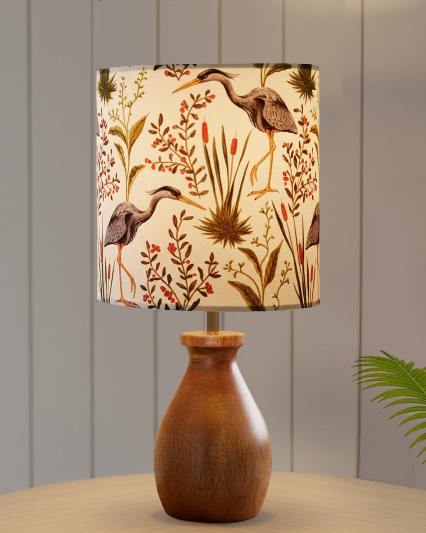 Homesake® Dovel Pot Modern Table Lamp, Wooden Base Modern Fabric Lampshade for Home Office Cafe Restaurant, Dovel Pot, Rabbit