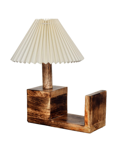 Rustic Book Shelf Table Lamp Bedside Antique Desk Lamps for Living Bedroom Study Night Desk Lamp E27 Holder, Fabric Shade