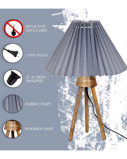 Wood Tripod Small Table Lamps, Rustic Antique Dimmable Bedside Lamp with Linen Lampshade, Nightstand Lamp for Nursery, Bedroom, Kid Room, Living Room,