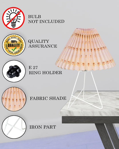 Retro Down to the Wire Metal Table Lamp with Fabric Shade, Bedside Lamp Gift Housewarming Home Living Room, Pleated shade