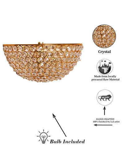Crystal Round Wall Sconce Lamp, Decorative Door Light,Gold and Crystal