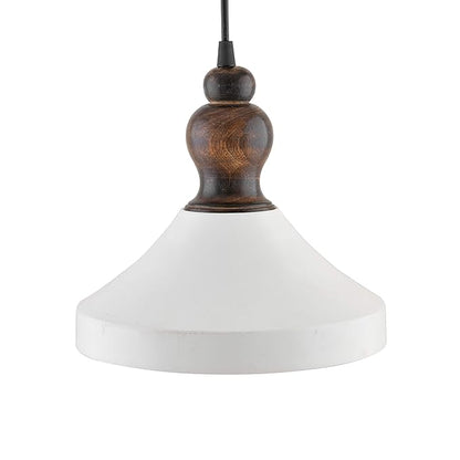 Parker Metal Wood Pendant Light, White Metal Antique Black Hanging Ceiling Light