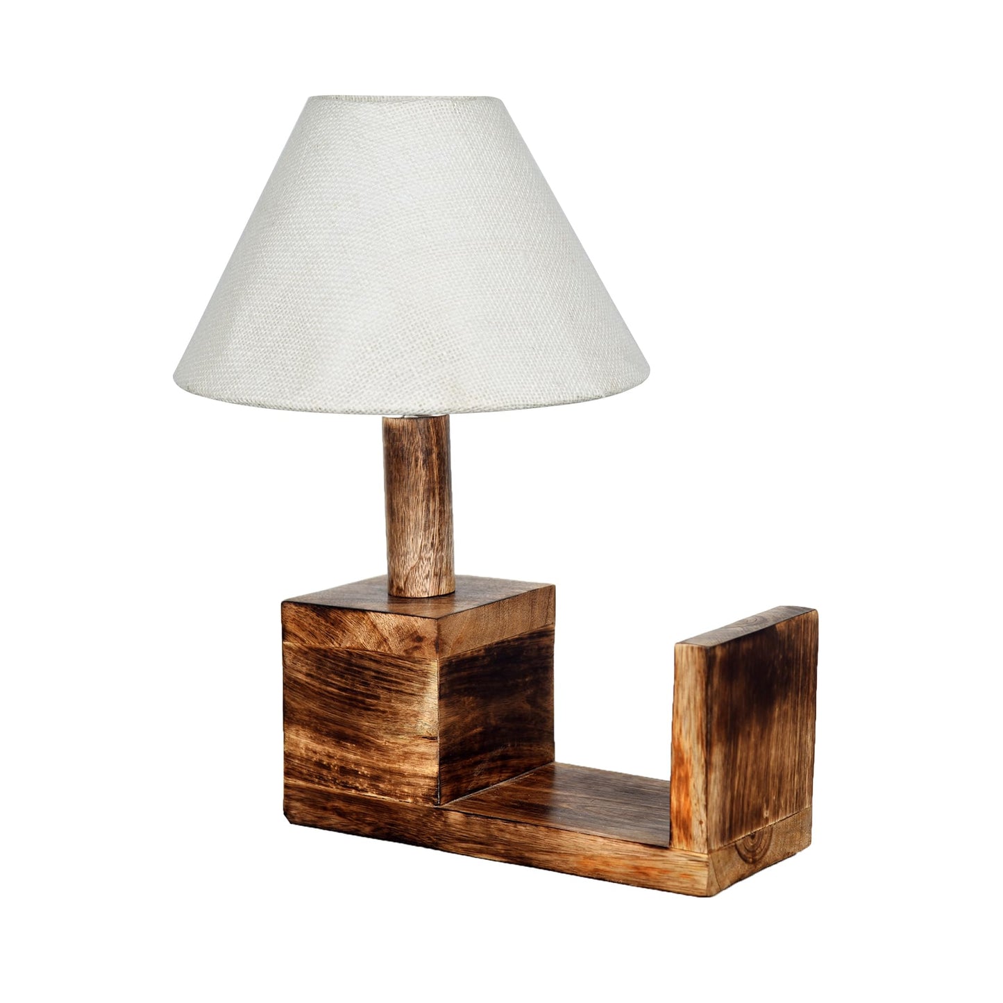 Rustic Book Shelf Table Lamp Bedside Antique Desk Lamps for Living Bedroom Study Night Desk Lamp E27 Holder, Fabric Shade