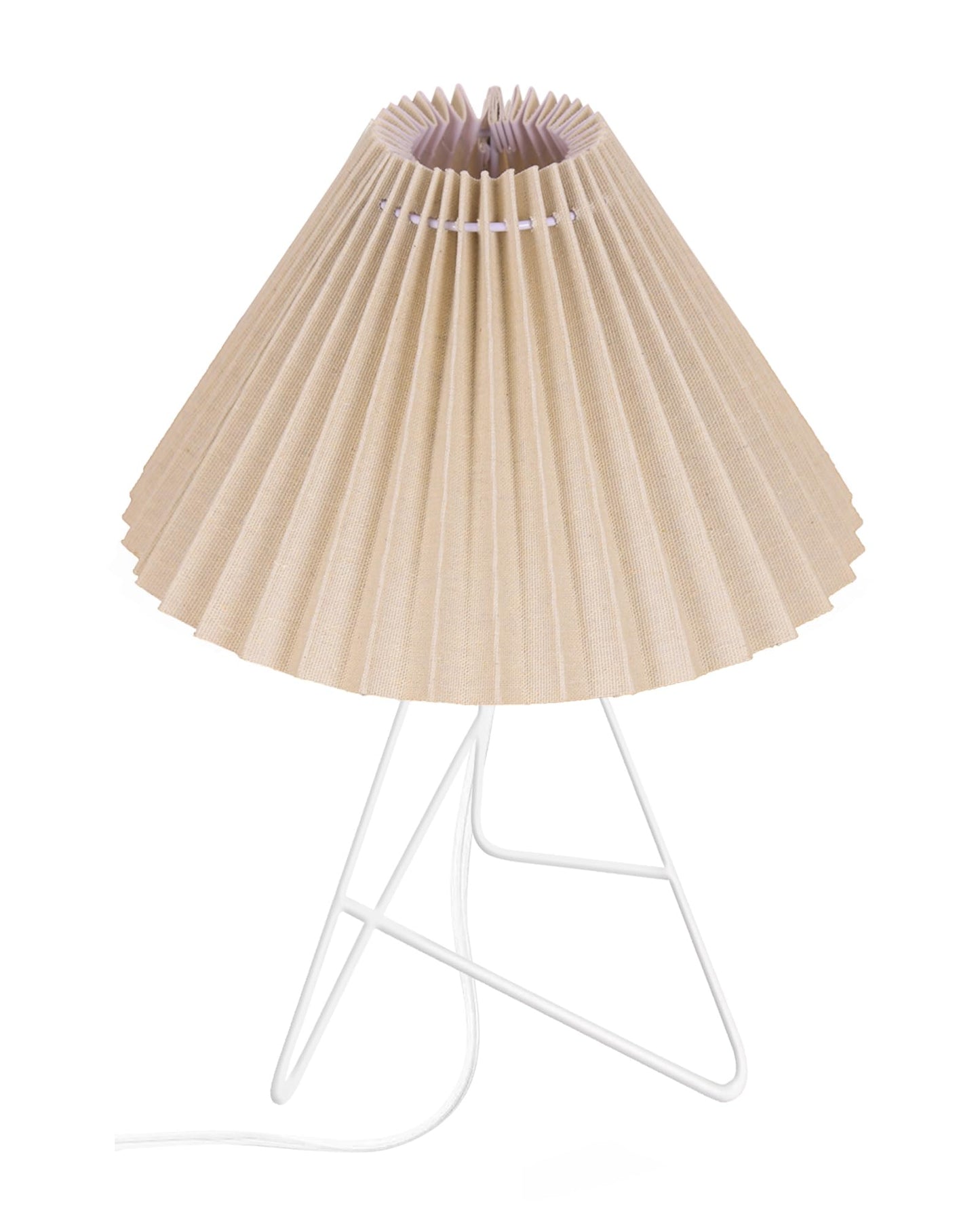 Retro Down to the Wire Metal Table Lamp with Fabric Shade, Bedside Lamp Gift Housewarming Home Living Room, Pleated shade