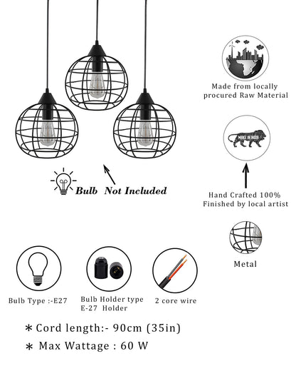 3-Lights Linear Cluster Chandelier Hanging Classic Pendant Light, Kitchen Area and Dining Room Light