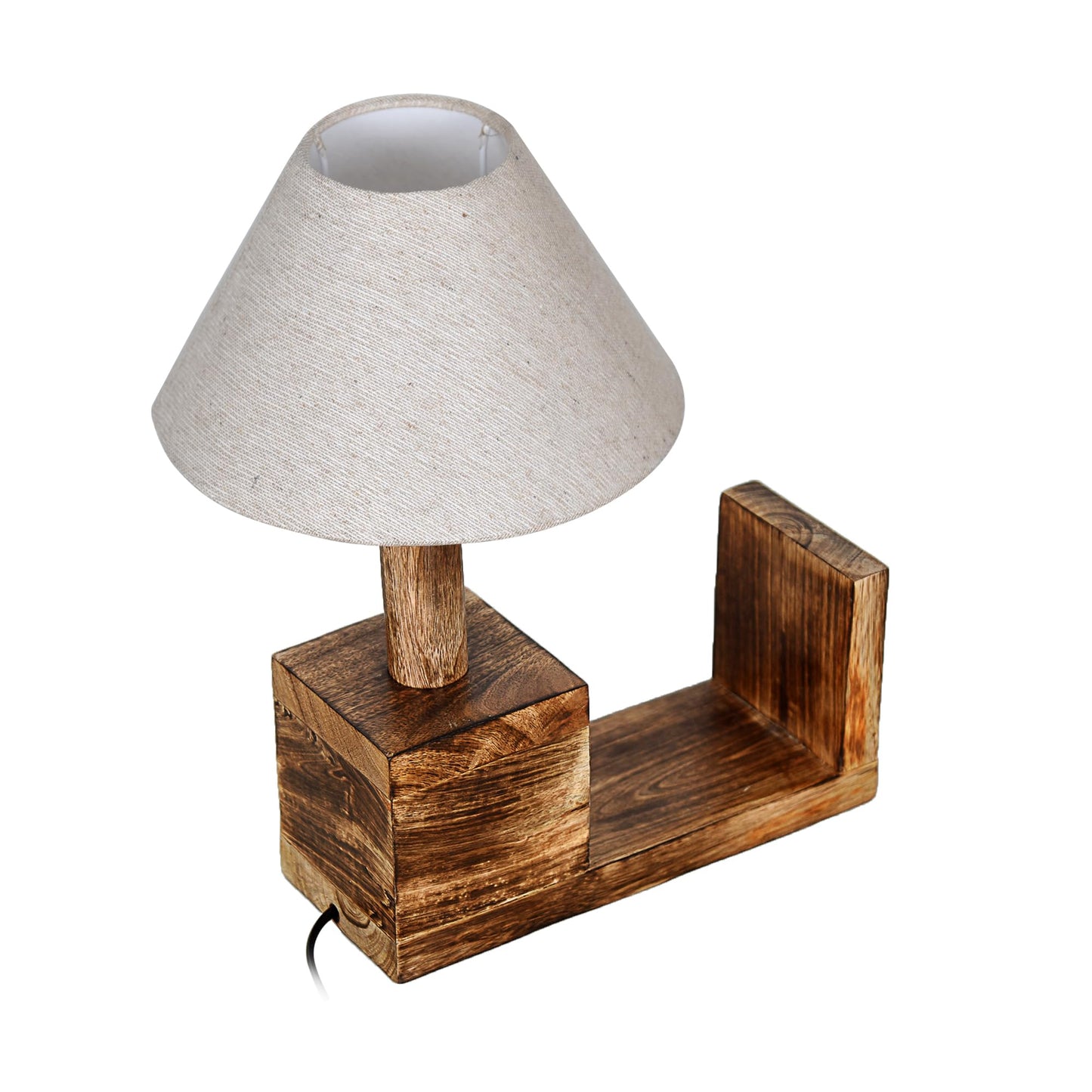 Rustic Book Shelf Table Lamp Bedside Antique Desk Lamps for Living Bedroom Study Night Desk Lamp E27 Holder, Fabric Shade