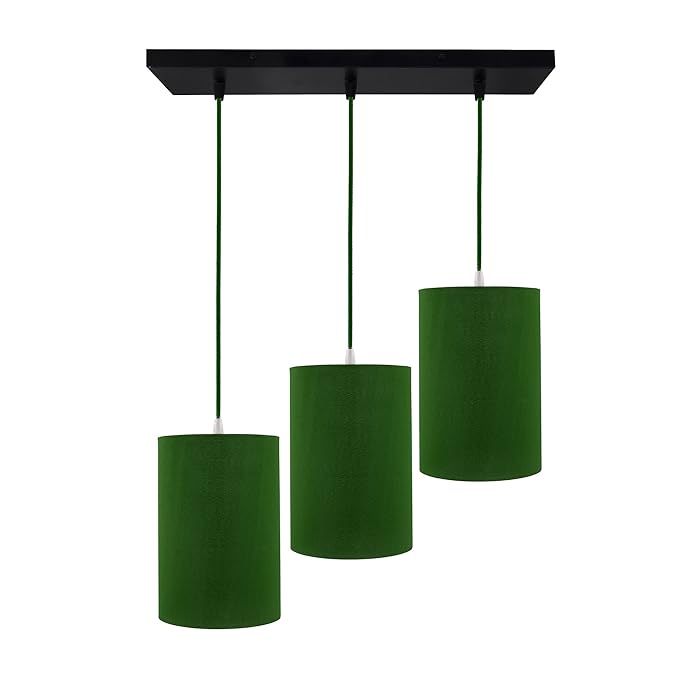 3-Lights Linear Cluster Chandelier Classic Cylinder Hanging Shade Pendant, Decorative, Black, Kitchen Area and Dining Room Light, LED/Filament Light