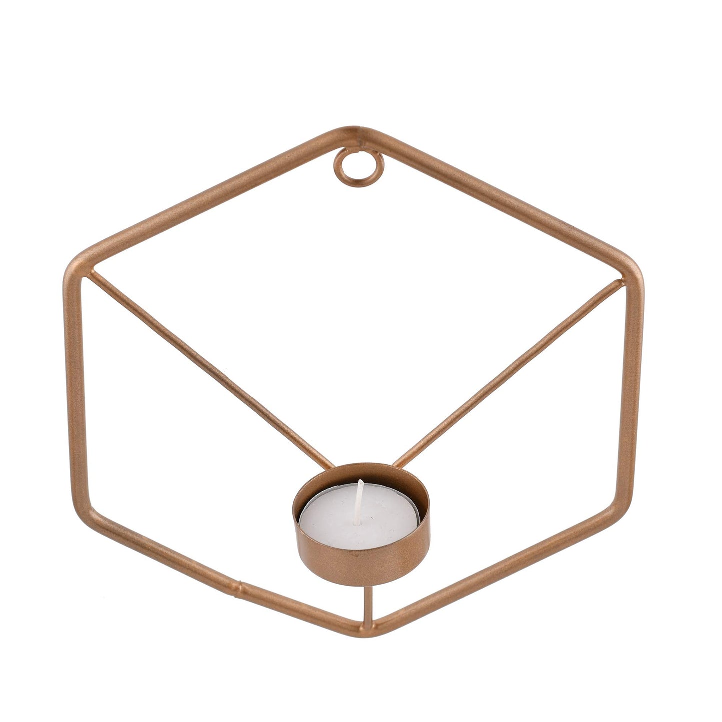 Homesake® Set of 3, Metal Wall Mounted Hexagon Tealight Candle Holder, T-Light Candles, Black, White, Golden (Multi Hexagon Set of 3)