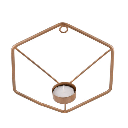 Homesake® Set of 3, Metal Wall Mounted Hexagon Tealight Candle Holder, T-Light Candles, Black, White, Golden (Multi Hexagon Set of 3)