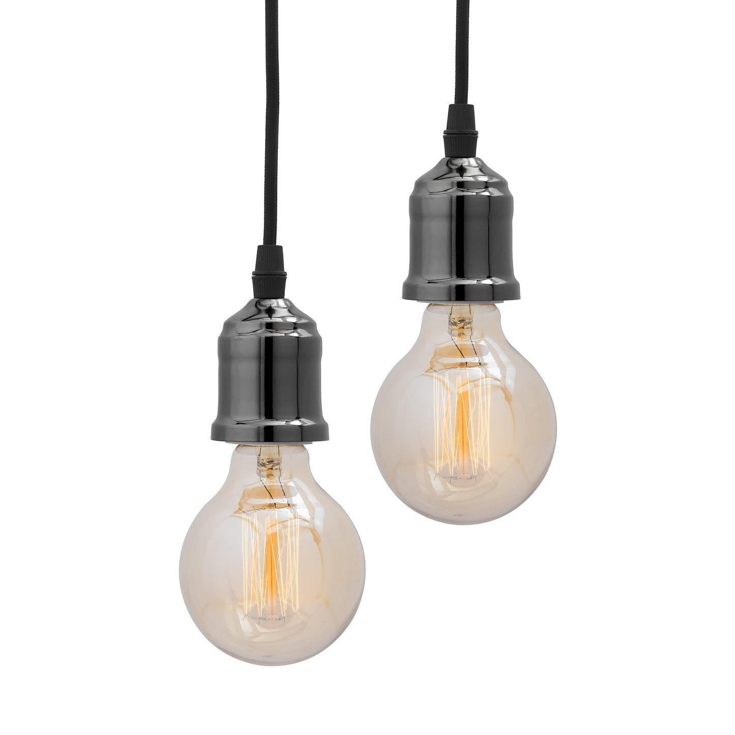 Homesake® Edison Filament Metallic Black Bronze Bulb Holder, Urban, Retro, Nordic Style, With Fixture, Set of 2