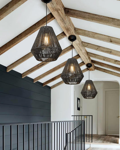 Homesake® Rattan Seagrass Raffia Kauna Paper Grass Wicker Lamp Premium Pendant Light | Livra Hanging Ceiling Lamp Handwoven, Paper Rope Boho Hand-Woven Lampshade for Home Decor, Beige, pumpkin