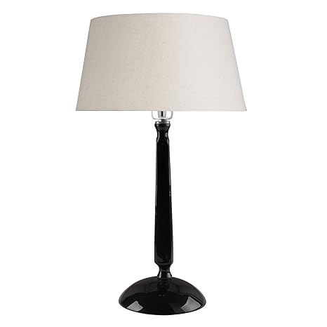 Glossy Black Cubist Aluminium Table Lamp With Drum Shade, Bedside, Living Room Study Lamp, Bulb Included