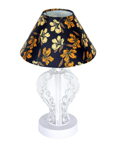 Modern Round Small Crystal Table Lamp,Contemporary Bedroom Bedside Nightstand Lamp,Desk Globe Lamp for Living Room Girls Kids Room, Strippy Vase , Grey Pleated