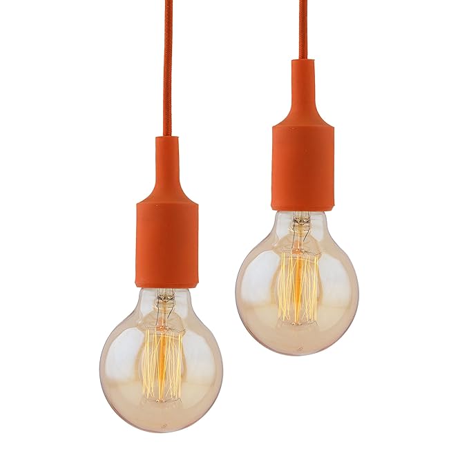 2pcs E27 Socket Chandelier Lamp Light Fixture,Hanging Silicone Holder Adjustable Modern Pendant Ceiling Lamp