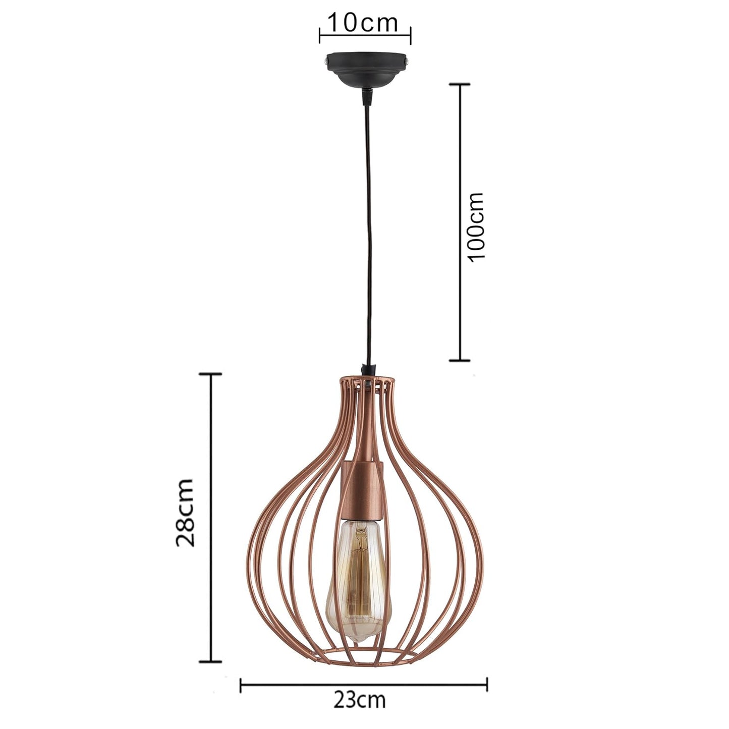 Copper Vintage Edison Filament Hanging Crown , Rose Gold, E27 Hanging Ceiling Light for LED/Filament Bulb, Decorative Urban Retro Lighting