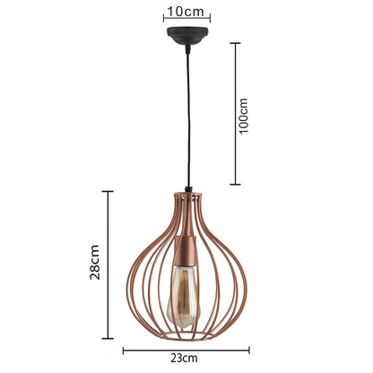 Copper Vintage Edison Filament Hanging Crown , Rose Gold, E27 Hanging Ceiling Light for LED/Filament Bulb, Decorative Urban Retro Lighting