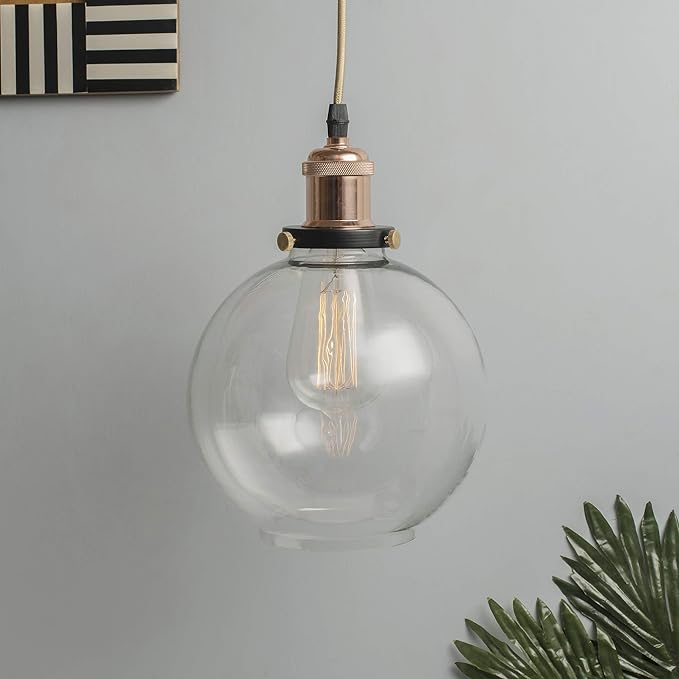Industrial Kitchen Glass Globe Pendant Light , Antique Filament Hanging Ceiling Fixture