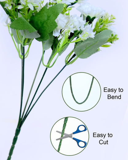 Homesake® Artificial Carnation Flowers with Greenery, Faux Floral Bouquet for Home Decor, Table Centerpiece, Living Room, or Gift, Pot Not Included, Realistic Silk Flowers Arrangement, Yellow