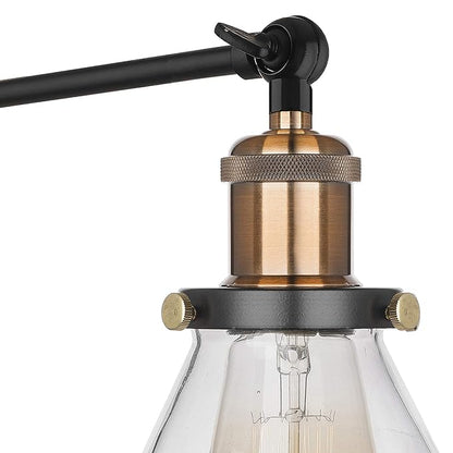 Edison Industrial Glass Cone Wall Lamp, Vintage Industrial Loft, E27 Holder, Decorative, Swing Wall Light, Filament/LED