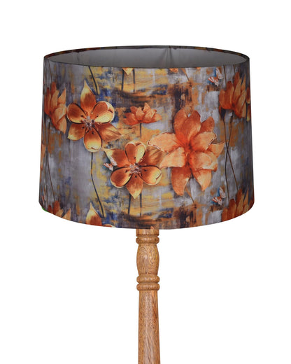 Homesake® Mid Century Modern Floor Lamp for Living Room | Hand turned | Corner Lamp for Living Room, Stand Lamp with Fabric Lampshade for Bedroom, Study Room and Office, (Vine and Flowers)