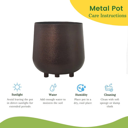 Homesake® Metal Flower Pots Planter DistressToned Garden Planters, 7.5/7 Inch Indoor Round Plant Containers, Pack 2 Cactus Greens Pots with Drainage Hole