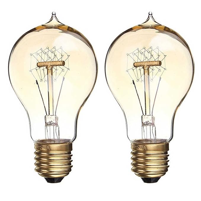 Filament A19 Vintage Edison Light Bulb, Quad-Loop Antique hanging light, E27 Base