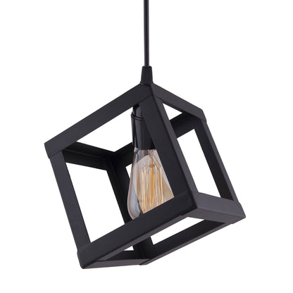 Edison Filament Hanging Cube 6", E27 Holder, Decorative, Black, URBAN Retro, nordic style