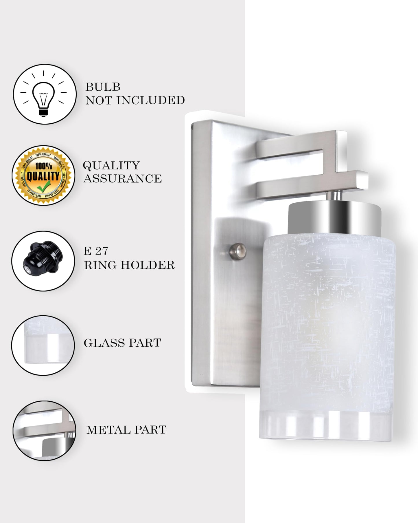 Homesake® Modern Wall Sconce Vanity Lighting Bathroom Lamp Chrome with Frost Glass Shades Wall Mounted Light Fixtures for Bedroom Stairs and Kitchen