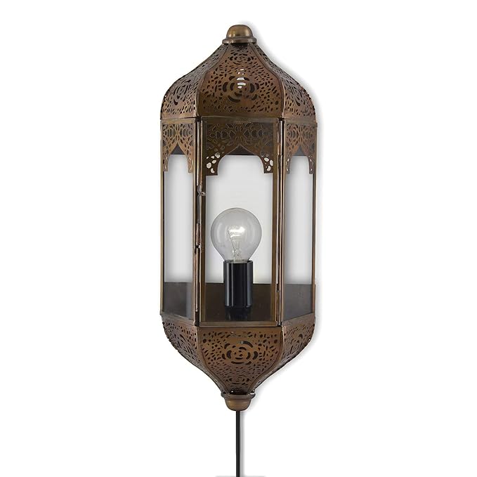 Vintage Moroccan Wall Sconce Lamp, Decorative Door Light, Antique Copper