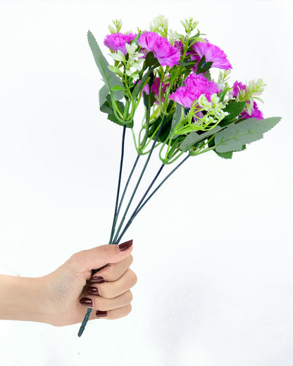 Homesake® Artificial Carnation Flowers with Greenery, Faux Floral Bouquet for Home Decor, Table Centerpiece, Living Room, or Gift, Pot Not Included, Realistic Silk Flowers Arrangement, Yellow