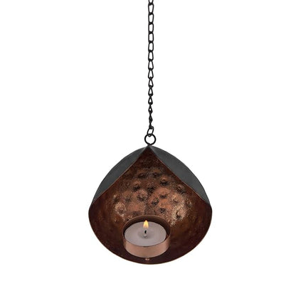 Metal tea-light drop hanging candle holder, set of 2