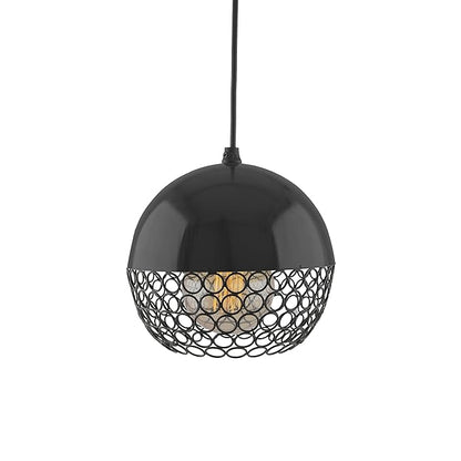 Matt black Crystal hanging globe light, ceiling light, Nordic E27 pendant