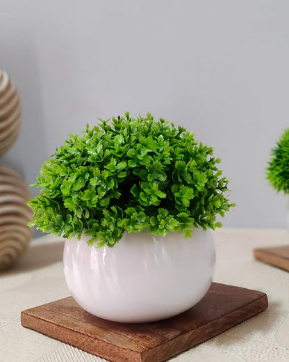 Fake Plants for Bathroom/Home Office Decor, Small Artificial Faux Greenery for House Decoration Office Cubicle Shelf Window, Boxwood, set of 2 with metal Pot