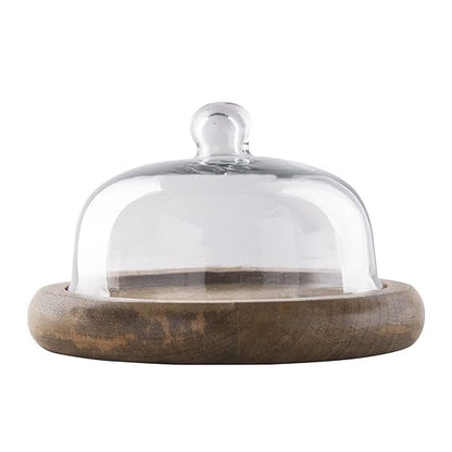 Rustic Flat base cake/cupcake stand with glass dome, cookie/dessert serving platter