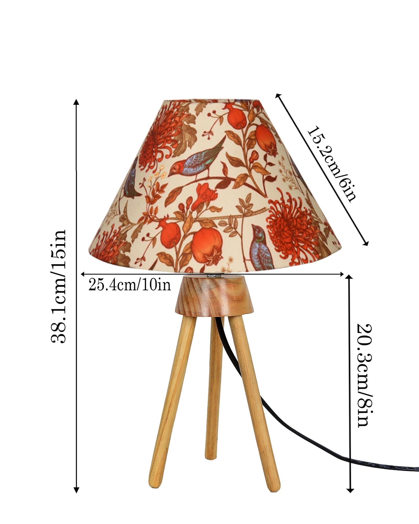 Wood Tripod Small Table Lamps, Rustic Antique Dimmable Bedside Lamp with Linen Lampshade, Nightstand Lamp for Nursery, Bedroom, Kid Room, Living Room,