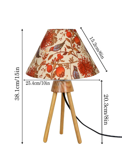 Wood Tripod Small Table Lamps, Rustic Antique Dimmable Bedside Lamp with Linen Lampshade, Nightstand Lamp for Nursery, Bedroom, Kid Room, Living Room,