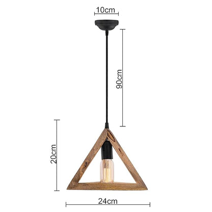 Wooden Triangle Hanging Light with Holder