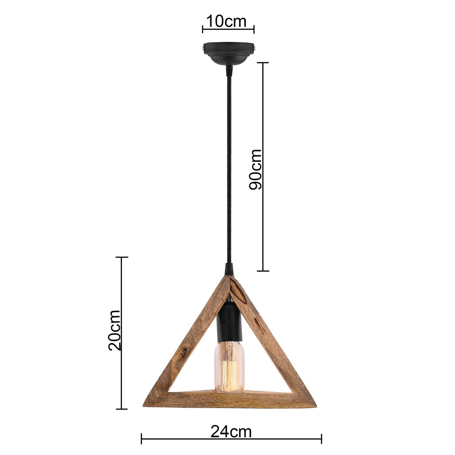 Homesake® Wooden Triangle Hanging Light, White Holder (Triangle White)