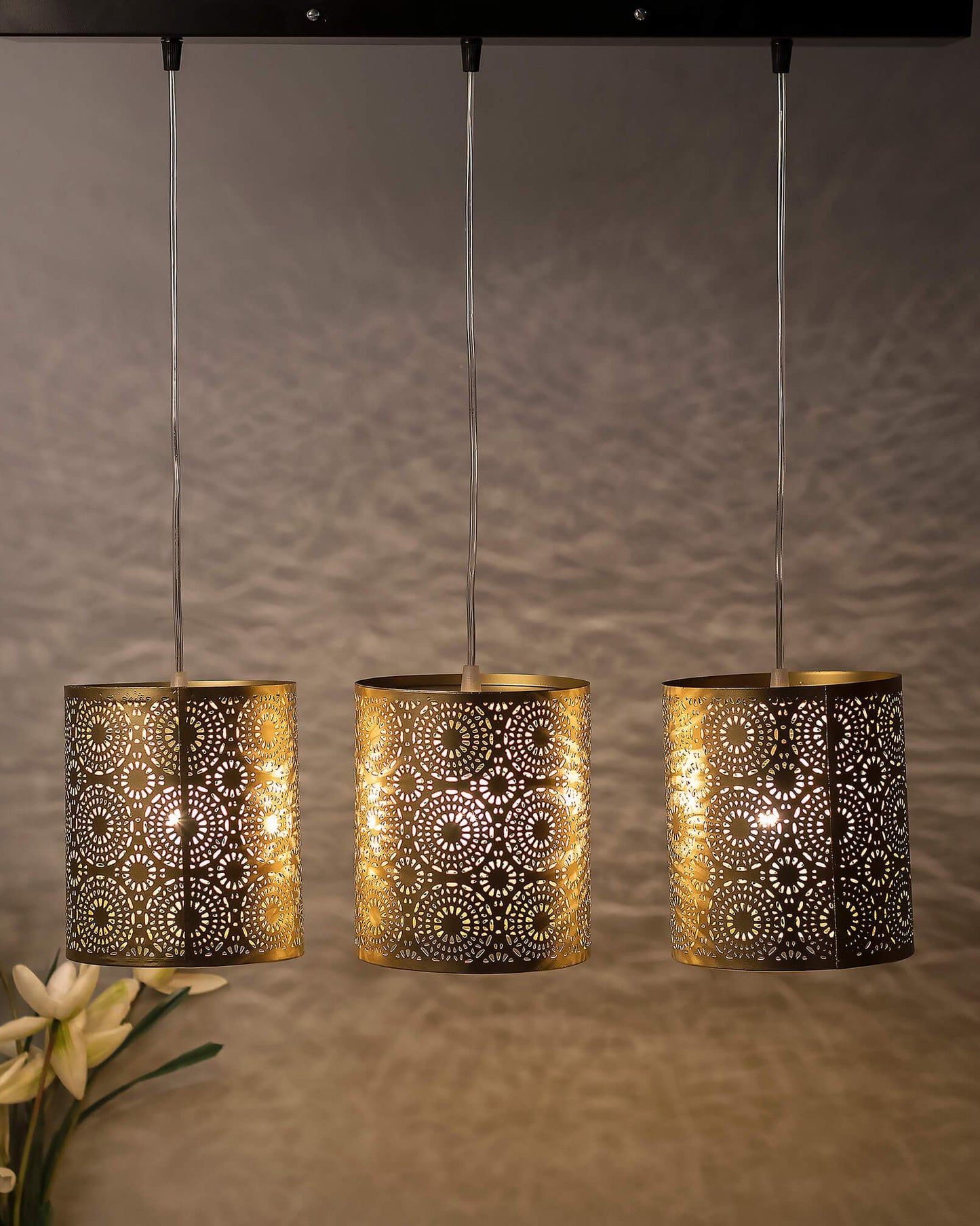 Homesake® Moroccan Hanging Pendant Light for Home Decor, Living Room (Cylinder , Linear , Multicolour )