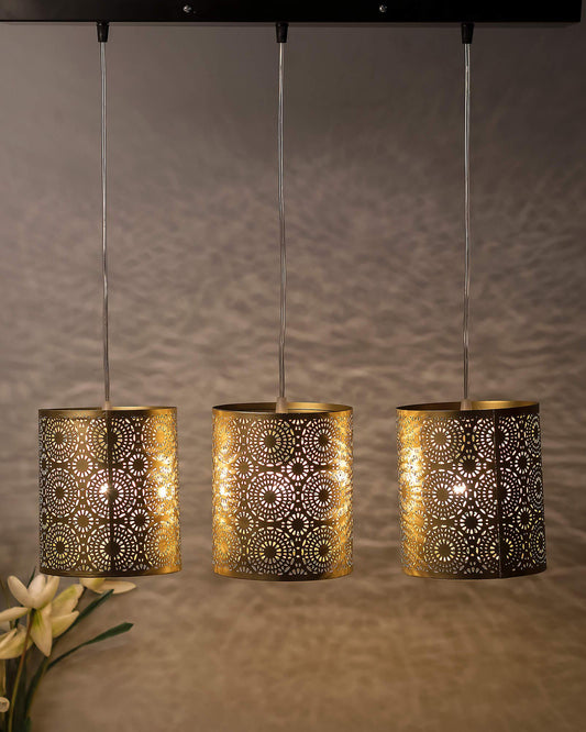 Homesake® Moroccan Hanging Pendant Light for Home Decor, Living Room (Cylinder , Linear , Multicolour )