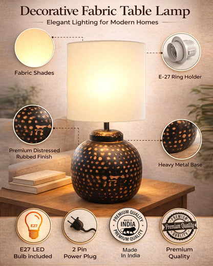 Ginger Jar Antique Table Lamp Hammered Oil-Rubbed Bronze Metal for Living Room Family Bedroom