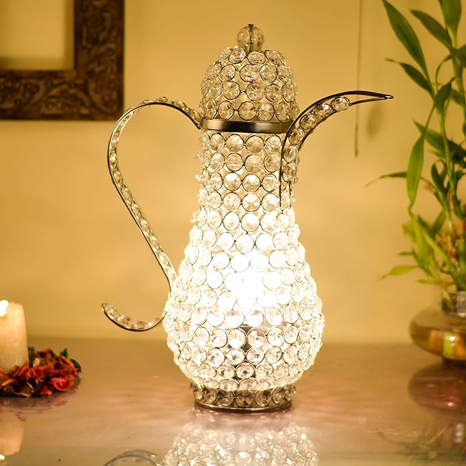 Vintage Crystal Surahi Table Lamp