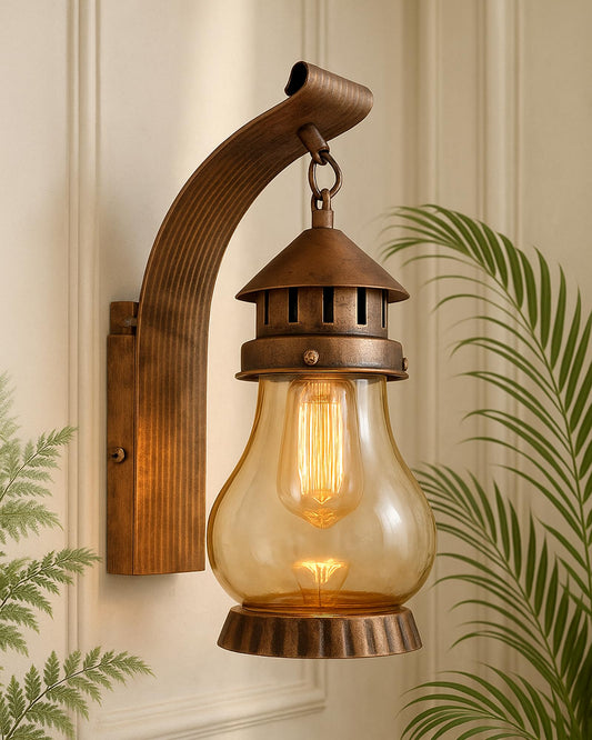 Rustic Wall Light Fixtures, Oil Rubbed Rust Finish Indoor Vintage Wall Sconce Industrial Lamp Fixture Glass Shade Farmhouse Metal Sconces for Bedroom Living Room Cafe