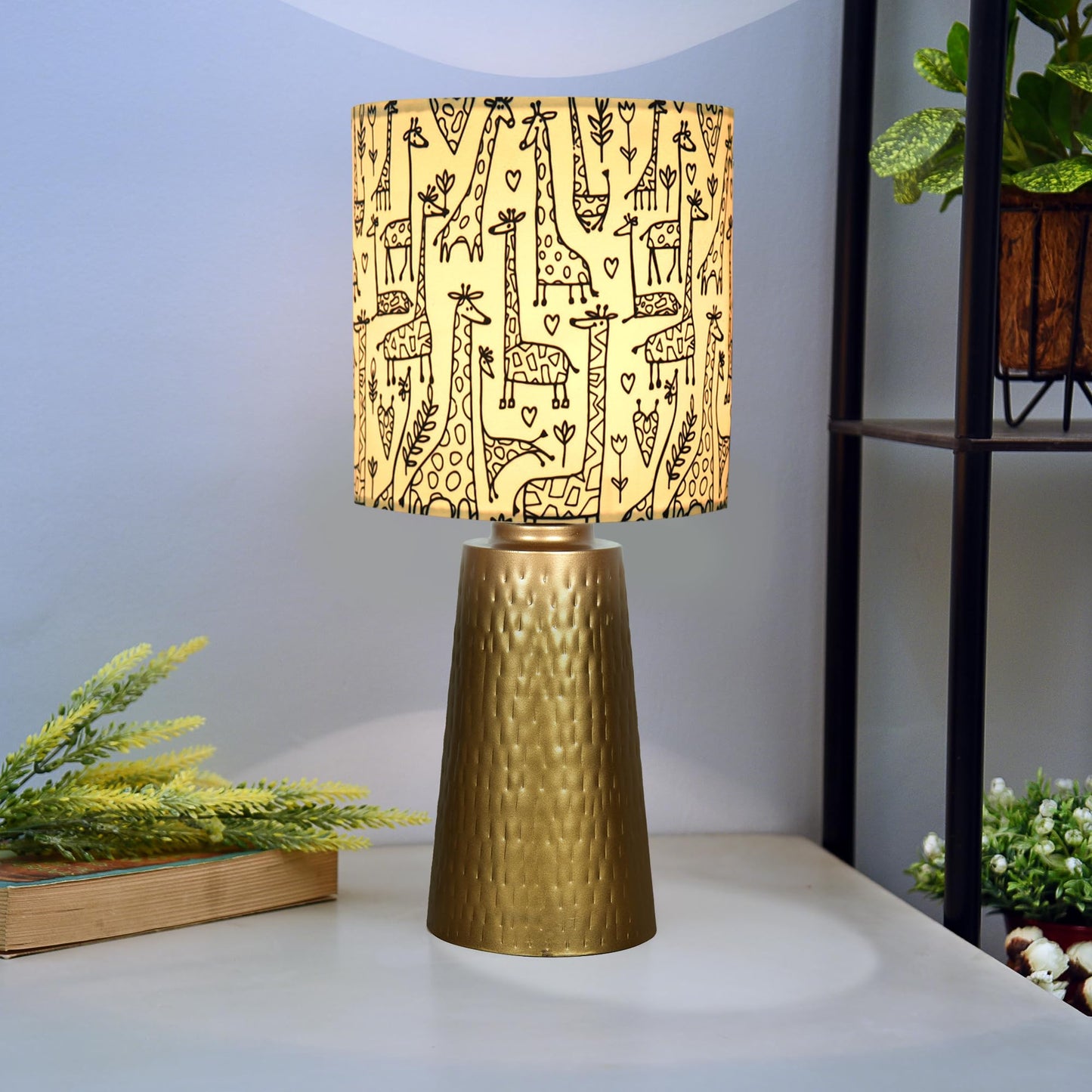 Homesake® Golden Hammered Metal Cone Table Lamp Modern Contemporary Bedside Desk Nightstand Lamp for Bedroom Living Room Office College Bookcase