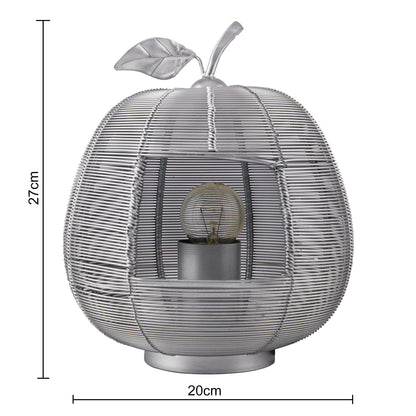Homesake® Silver Apple Contemporary Lamp Modern Bedside & Living Room Accent Lamp for Home Décor, Café, Restaurant & Gift