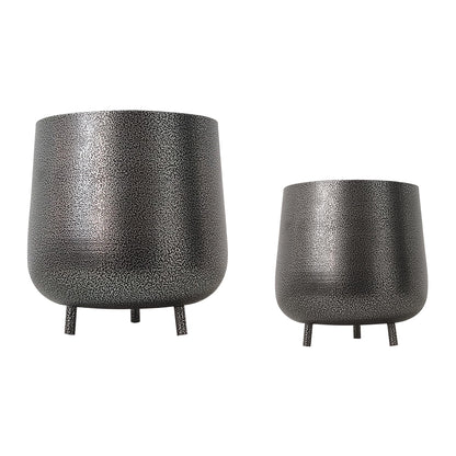 Homesake® Metal Flower Pots Planter DistressToned Garden Planters, 7.5/7 Inch Indoor Round Plant Containers, Pack 2 Cactus Greens Pots with Drainage Hole