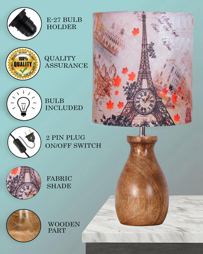 Homesake® Dovel Pot Modern Table Lamp, Wooden Base Modern Fabric Lampshade for Home Office Cafe Restaurant, Dovel Pot, Rabbit