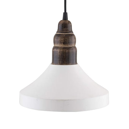 Parker Metal Wood Pendant Light, White Metal Antique Black Hanging Ceiling Light