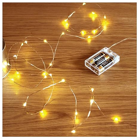 50-LED Fairy Copper String Lights 5m Waterproof, 3AA Battery, Warm White