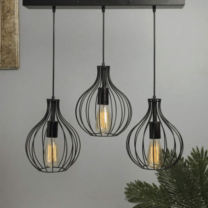 3-Lights Linear Cluster Chandelier Hanging Classic Pendant Light, Kitchen Area and Dining Room Light